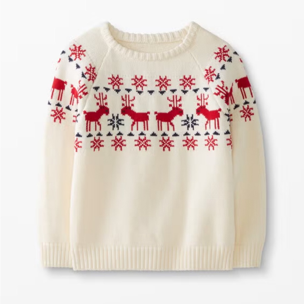 Hanna Andersson Fair Isle Reindeer Sweater Cotton Knit Size 4